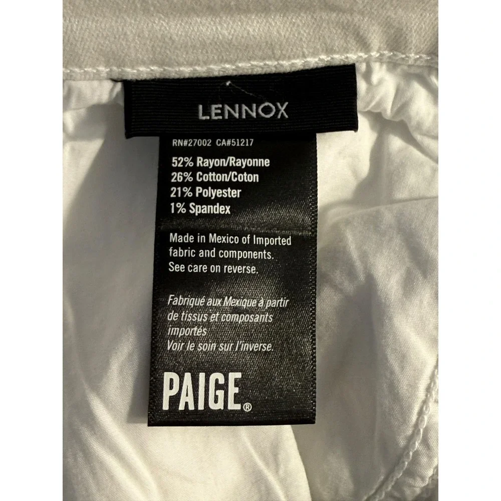 PAIGE Lennox Slim Fit Jeans Mens 33 Icecap White Rayon Blend Stretch